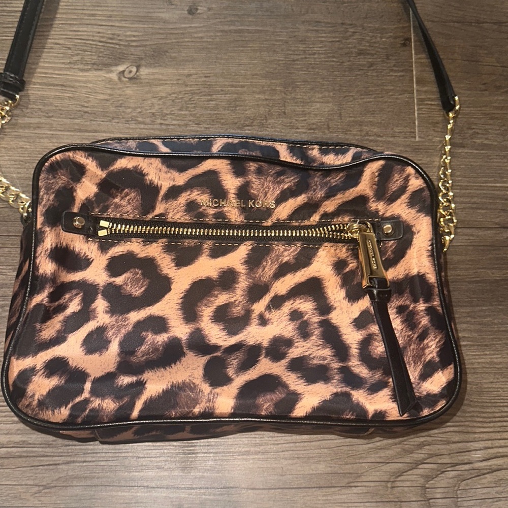 Michael Kors Leopard Print Crossbody Nylon Bag Like New Excellent Condition